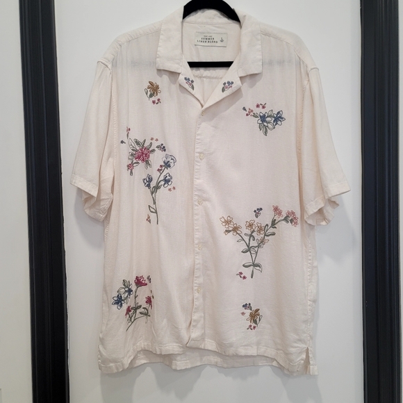 Men's abercrombie & fitch camp collar summer linen-blend shirt Size Large - Picture 1 of 12